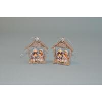 Nativity In Brown Christmas Tree Decoration 7.5cm