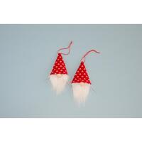 Gnome Head In Red Felt Hat Christmas Tree Decoration 13cm