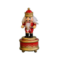 Drumming Nutcracker In Red Coat Christmas Music Box 18cm