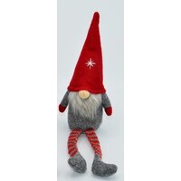 Gnome Shelf Sitter In Grey Coat, Red Hat Christmas Decoration 30cm