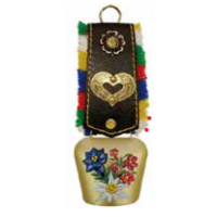 Gold Bell With Alpine Flowers #5 With Fringed Black Strap