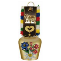 Gold Bell With Alpine Flowers #6 With Fringed Black Strap