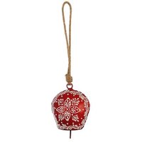Red Metal Bell With Snowflake On Rope 9cm