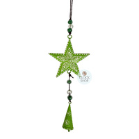 42cm Metal Star Hanging Decoration- Green image