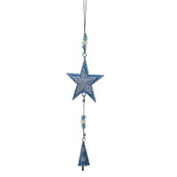 42cm Metal Star Hanging Decoration- Blue image