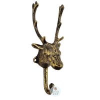 24cm Gold Deer Head Cast Iron Coat Hook image
