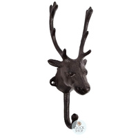 24cm Brown Deer Head Cast Iron Coat Hook image