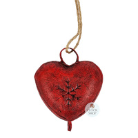 17cm Metal Heart On Rope Hanging Decoration- Red image