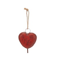 17cm Metal Heart On Rope Hanging Decoration- Red image