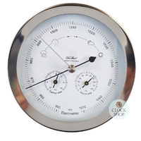 16cm Silver Barometer With Thermometer & Hygrometer By FISCHER image