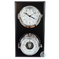 42cm Black Nautical Weather Station With Barometer & Quartz Time & Tide Clock By FISCHER image