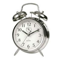 16cm Saxon Silver Double Bell Mechanical Analogue Alarm Clock By ACCTIM image