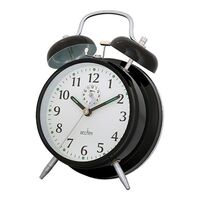 16cm Saxon Black Double Bell Mechanical Analogue Alarm Clock By ACCTIM image