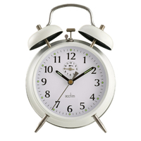 16cm Saxon White Double Bell Mechanical Analogue Alarm Clock By ACCTIM image