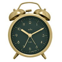 13.5cm Aksel Brushed Brass Double Bell Analogue Alarm Clock By ACCTIM image