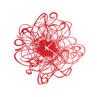 Red Doodle Modern Wall Clock 58cm By ARTI E MESTIERI