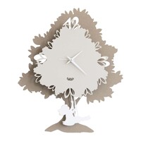 Beige/hazel Tree With Swinging Girl Pendulum Modern Wall Clock 33cm By Arti Mestier
