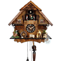 Wood Chopper & Water Wheel Battery Chalet Cuckoo Clock With Dancers 33cm By ENGSTLER image