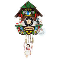 Swiss Heidi House Battery Chalet Kuckulino With Swinging Doll 14cm By ENGSTLER image