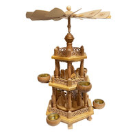 33cm Snowman & Deer Three Tier Christmas Pyramid By Richard Glässer