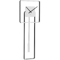 White/black Square Bold Lines Modern Wall Clock With Pendulum By HERMLE