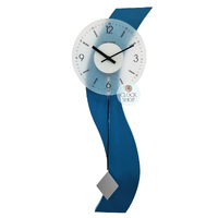 70cm Blue Wave Modern Wall Clock With Pendulum By HERMLE image