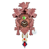 Birds & Leaves Lilac Battery Carved Kuckulino With Swinging Doll 17cm By TRENKLE image