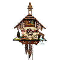 Dog & Bell Tower 1 Day Mechanical Chalet Cuckoo Clock 24cm By TRENKLE image