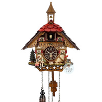 Accordion Player & Bell Tower Battery Chalet Cuckoo Clock 30cm By TRENKLE image