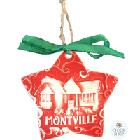 7cm Clock Shop Montville Red Star Hanging Decoration image