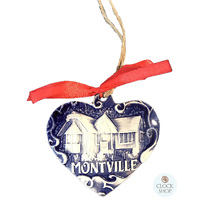 7cm Clock Shop Montville Blue Heart Hanging Decoration image