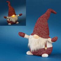 Gnome In Red With Led Light Up Nose 51cm