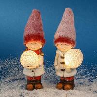 Winter Child Standing With Led Light Up Ball 20cm