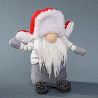 Red And Grey Santa With Trapper Hat 20cm