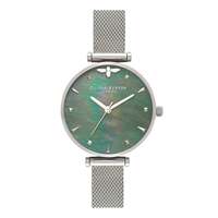 Queen Bee Blue Mother Of Pearl Silver Mesh