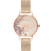 Watercolour Florals Rose Gold Mesh