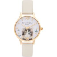 Illustrated Animals Gold Case Grey Strap