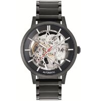 Black/Silver Skeleton Automatic Watch with Black Metal Band BY KENNETH COLE