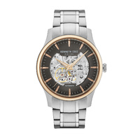 Silver/Gold Skeleton Automatic Watch with Silver Bracelet Band BY KENNETH COLE