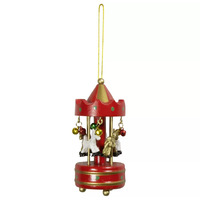 Red Wooden Carousel Christmas Tree Decoration 10cm