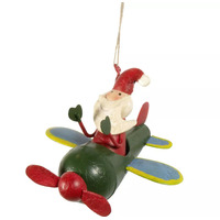 Santa In Airoplane Christmas Tree Decoration 8cm