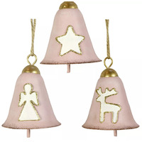 Pink Bell With Gold Trim Christmas Tree Decoration 8cm