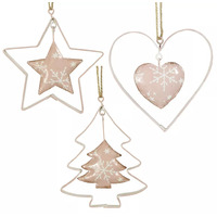Pink Shape With Gold Trim Christmas Tree Decoration 10cm
