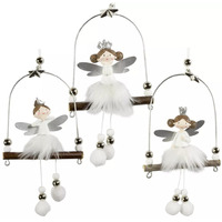 White And Silver Angel On Swing Christmas Tree Decoration 11cm