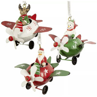 Aeroplane With Figurine On Spring Christmas Decoration 7cm