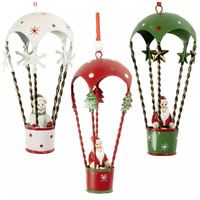 Hot Air Balloon With Figurine Christmas Tree Decoration 12cm