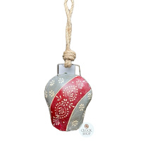 34cm Metal Bell On Rope- Red & Grey
