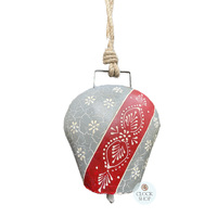 38cm Metal Bell On Rope- Red & Grey image