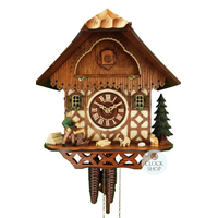 Chalet 1 Day Wood Chopper With Chimney Sweep And Dog 29cm Cuckoo Clock By SCHNEIDER