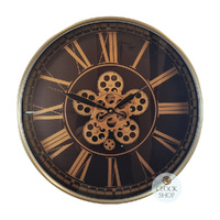 54cm Brown and Bronze Moving Gear Wall Clock By COUNTRYFIELD image
